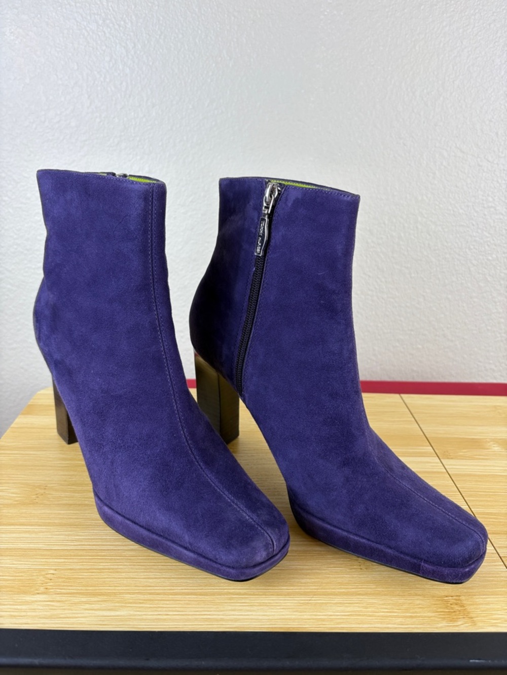 Tommy Hilfiger Women's Purple Suede Ankle Boots with Block Heel 8 1/2 M